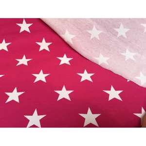 Bomuldsjersey - pink med stjerne